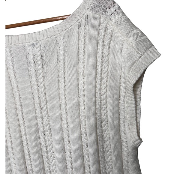 The Drop Womens Cable Knit V Neck Sleeveless Wool Blend Sweater Vest White XXL - Picture 11 of 16